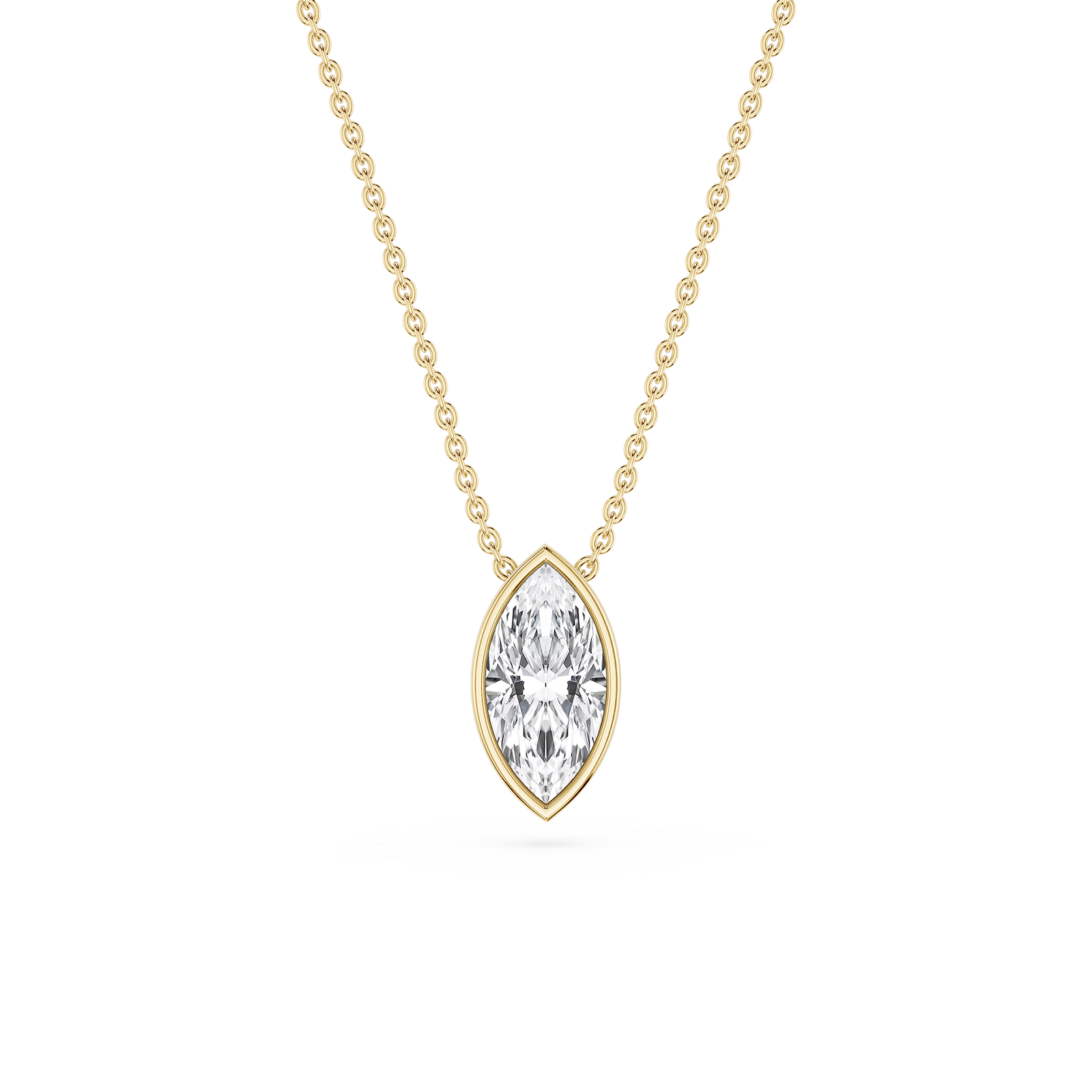 Marquise Lab Grown Diamond Bezel Solitaire Slide Pendant - 16 to 18 Inches
