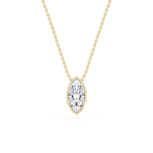 Marquise Lab Grown Diamond Bezel Solitaire Slide Pendant - 16 to 18 Inches