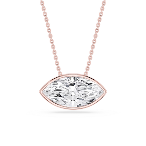 Marquise Lab Grown Diamond East West Solitaire Slide Pendant - 18 Inches