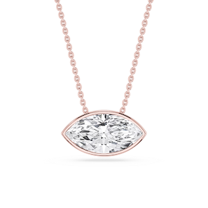Marquise Lab Grown Diamond East West Solitaire Slide Pendant - 18 Inches