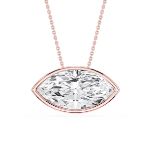 Marquise Lab Grown Diamond East West Solitaire Slide Pendant - 18 Inches