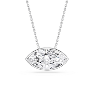 Marquise Lab Grown Diamond East West Solitaire Slide Pendant - 18 Inches