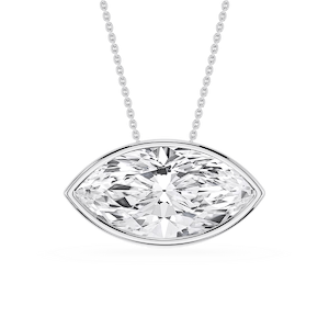 Marquise Lab Grown Diamond East West Solitaire Slide Pendant - 18 Inches
