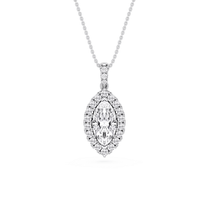 Marquise Lab Grown Diamond Halo Diamond Bail Solitaire Pendant - 16 to 18 Inches