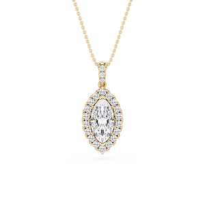 Marquise Lab Grown Diamond Halo Diamond Bail Solitaire Pendant - 16 to 18 Inches