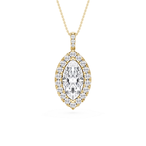 Marquise Lab Grown Diamond Halo Diamond Bail Solitaire Pendant - 16 to 18 Inches