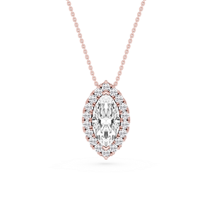 Marquise Lab Grown Diamond Halo Slide Pendant - 16 to 18 Inches