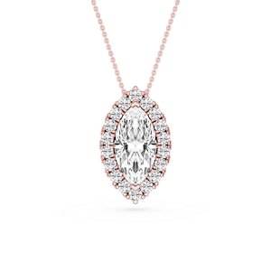 Marquise Lab Grown Diamond Halo Slide Pendant - 16 to 18 Inches