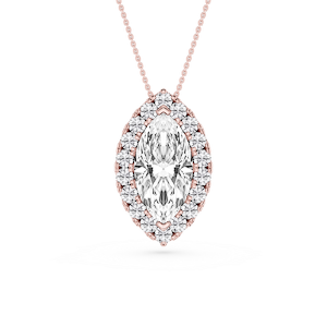 Marquise Lab Grown Diamond Halo Slide Pendant - 16 to 18 Inches