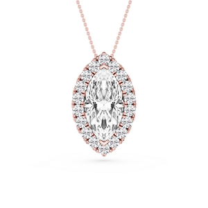 Marquise Lab Grown Diamond Halo Slide Pendant - 16 to 18 Inches