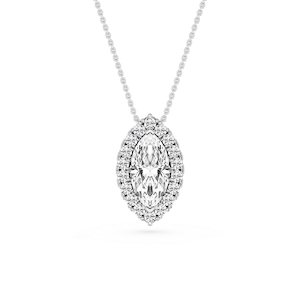 Marquise Lab Grown Diamond Halo Slide Pendant - 16 to 18 Inches
