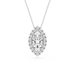 Marquise Lab Grown Diamond Halo Slide Pendant - 16 to 18 Inches