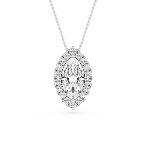 Marquise Lab Grown Diamond Halo Slide Pendant - 16 to 18 Inches