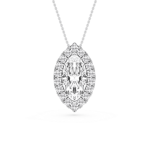 Marquise Lab Grown Diamond Halo Slide Pendant - 16 to 18 Inches