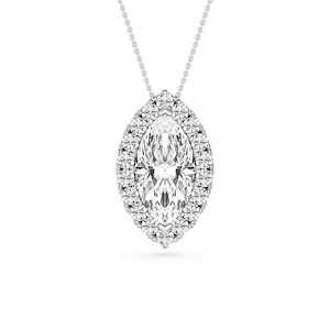 Marquise Lab Grown Diamond Halo Slide Pendant - 16 to 18 Inches
