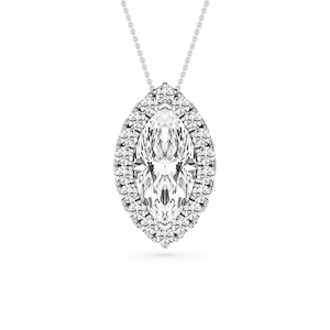 Marquise Lab Grown Diamond Halo Slide Pendant - 16 to 18 Inches