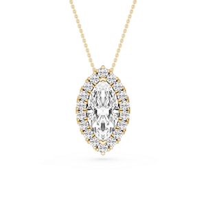 Marquise Lab Grown Diamond Halo Slide Pendant - 16 to 18 Inches