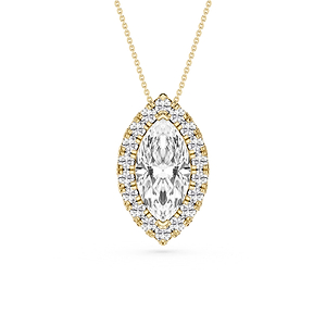 Marquise Lab Grown Diamond Halo Slide Pendant - 16 to 18 Inches