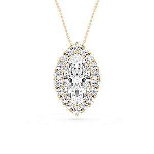 Marquise Lab Grown Diamond Halo Slide Pendant - 16 to 18 Inches