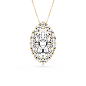 Marquise Lab Grown Diamond Halo Slide Pendant - 16 to 18 Inches