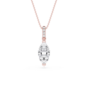 Marquise Lab Grown Diamond Hidden Halo Pendant - 16 to 18 Inches