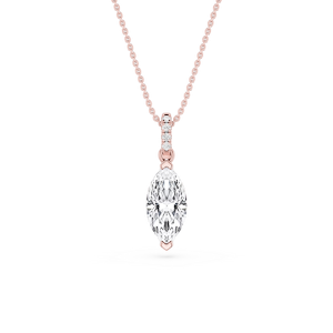 Marquise Lab Grown Diamond Hidden Halo Pendant - 16 to 18 Inches