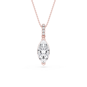 Marquise Lab Grown Diamond Hidden Halo Pendant - 16 to 18 Inches