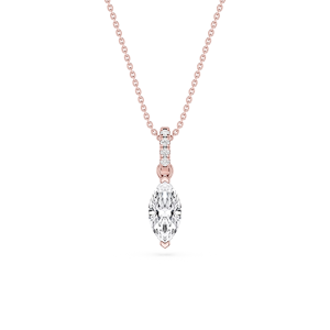 Marquise Lab Grown Diamond Hidden Halo Pendant - 16 to 18 Inches