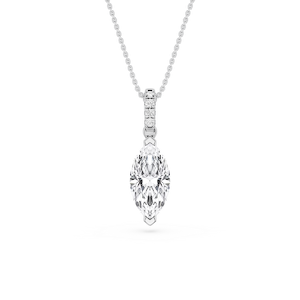 Marquise Lab Grown Diamond Hidden Halo Pendant - 16 to 18 Inches