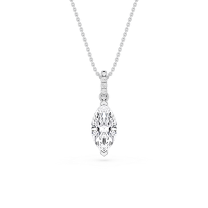 Marquise Lab Grown Diamond Hidden Halo Pendant - 16 to 18 Inches