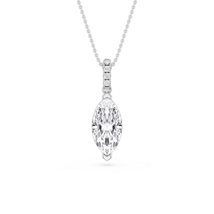 Marquise Lab Grown Diamond Hidden Halo Pendant - 16 to 18 Inches
