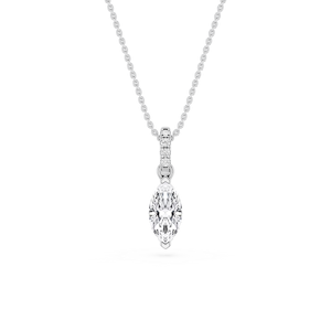 Marquise Lab Grown Diamond Hidden Halo Pendant - 16 to 18 Inches