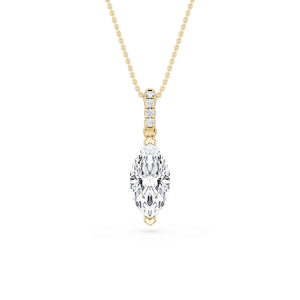 Marquise Lab Grown Diamond Hidden Halo Pendant - 16 to 18 Inches