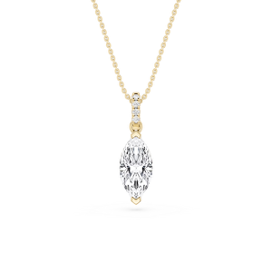 Marquise Lab Grown Diamond Hidden Halo Pendant - 16 to 18 Inches