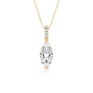 Marquise Lab Grown Diamond Hidden Halo Pendant - 16 to 18 Inches
