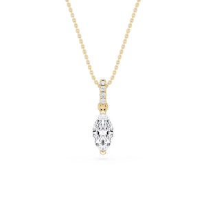 Marquise Lab Grown Diamond Hidden Halo Pendant - 16 to 18 Inches