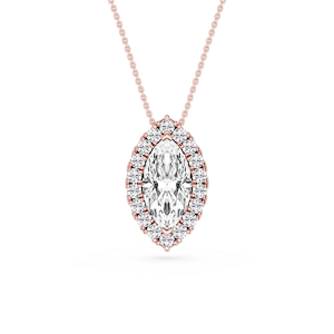 Marquise Lab Grown Diamond Halo Slide Pendant - 16 to 18 Inches