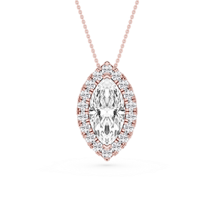 Marquise Lab Grown Diamond Halo Slide Pendant - 16 to 18 Inches