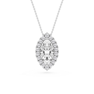 Marquise Lab Grown Diamond Halo Slide Pendant - 16 to 18 Inches