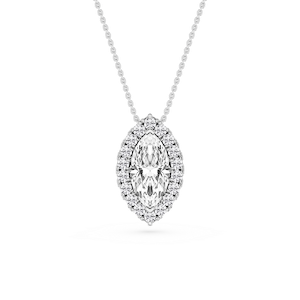 Marquise Lab Grown Diamond Halo Slide Pendant - 16 to 18 Inches