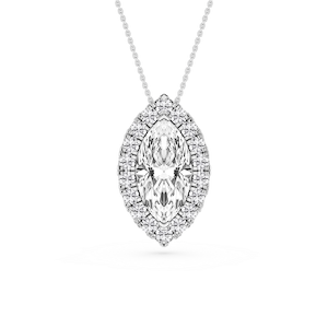 Marquise Lab Grown Diamond Halo Slide Pendant - 16 to 18 Inches