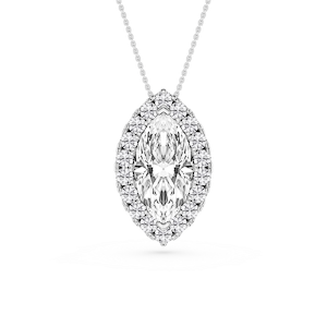 Marquise Lab Grown Diamond Halo Slide Pendant - 16 to 18 Inches