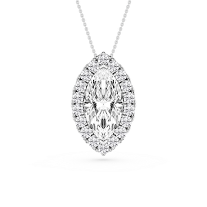 Marquise Lab Grown Diamond Halo Slide Pendant - 16 to 18 Inches