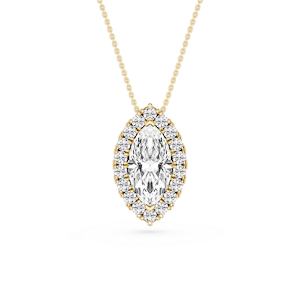 Marquise Lab Grown Diamond Halo Slide Pendant - 16 to 18 Inches