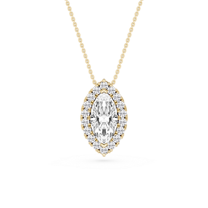 Marquise Lab Grown Diamond Halo Slide Pendant - 16 to 18 Inches