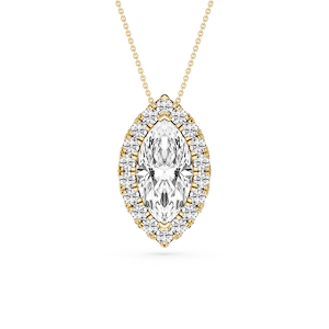 Marquise Lab Grown Diamond Halo Slide Pendant - 16 to 18 Inches