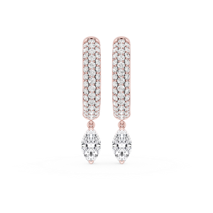 Marquise Lab Grown Diamond Pave Hoop Drop Earrings