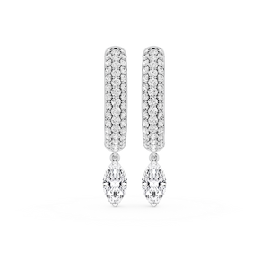 Marquise Lab Grown Diamond Pave Hoop Drop Earrings