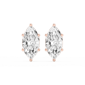 Marquise Lab Grown Diamond Six Prong Basket Stud Earrings