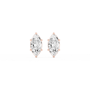 Marquise Lab Grown Diamond Six Prong Basket Stud Earrings